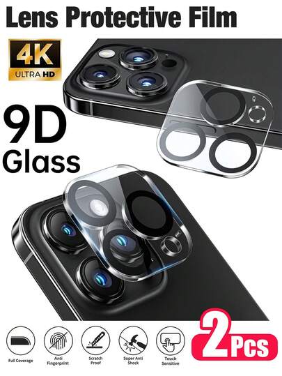 2pcs - Transparent Camera Lens Protector, 9H Tempered Glass Anti-Scratch Protective Cover, Wear-Resistant Anti-Drop, No Impact On Night Photography, Easy Installation Bubble-Free, Compatible With IPhone 17 Pro Max/17 Pro/17 Air/17/16/14 Pro Max/15 Pro Max/16 Pro Max/14 Pro/13/15 Plus/12/11, Phone Accessories, Phone Cases, Essential Daily Lens Protection.