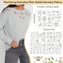 Water-Soluble Embroidery Pattern Stabilizer, Suitable For Handmade Sewing Enthusiasts, Floral Plant And Animal Pre-Printed Self-Adhesive Non-Woven Fabric Embroidery Pattern - A283 - View 5