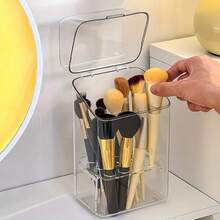1pc Makeup Brush Holder With Lid, Dustproof Design Suitable For Eyebrow Pencils, Makeup Brushes, Hair Clips, Ideal For Vanity, Bathroom, Desk Storage, Brush Holder, Cosmetic Display - A - View 6