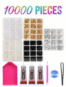 10,000-12,000pcs Colorful Crystal Rhinestone Set, 3mm Mixed Size Resin Gems, Suitable For Crafting, DIY, Cup, Shoes Decoration - 3mm-6mm - View 6