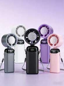 2026 New Handheld Mini Fan, USB Rechargeable, Digital Display, Quiet, 2400mAh, Suitable For Office, Dorm And Outdoor, 1pc Portable Handheld Fan With LED Display, 3-In-1 Handheld/Necklace/Desktop, 90° Foldable Desktop Fan With Base, Makeup Fan For Women - Basic Model - View 8