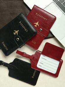 Takeoak 2件套个性化护照夹和行李牌套装，定制金色字母组合蜡皮，配时尚搭扣，个性化姓名护照套，带RFID屏蔽功能，优雅手工旅行证件套和行李牌，时尚旅行礼物，生日、圣诞节、节日礼物，送给朋友 - 明亮 - 查看 3