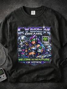 Cyber Y2K Graphic Tee | Retro Futuristic Cybercore Streetwear Shirt,Oversized Tshirts For Women,Vacation Outfits Women,Vintage T Shirts,Ropa De Gym Mujer,Plus Size Women Clothes,Meme Shirts,Beach Essentials,4th Of July Outfit Women,Summer Clothes,Graphic Tees,T Shirts Women,Black Top,Cute Tops,Mothers Day Gift, Better Graphic Men's Short Sleeve T-Shirt ,Shirts Kids & Adult Sizes - màu đen - Xem 7