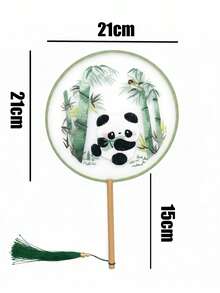 1把复古手扇，熊猫竹子刺绣扇，中国丝绸刺绣圆扇，绿/粉/黄三色可选，家居装饰，流苏舞扇，适用于摄影、婚礼、装饰、舞蹈、聚会、表演、礼品、母亲节、婚礼回礼、返校季、夏季降温 - 國風扇子 - 查看 14