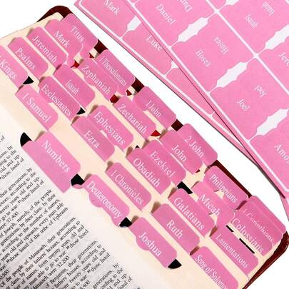 Pink Bible Tabs For Women'S Bible Study - Cute Pink Index Tabs For Bible Chapters, Bible Journaling Supplies (90 Tags)