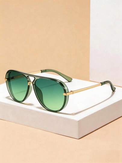 1 par de gafas de aviador de doble puente versátiles y de moda, de gran tamaño, unisex, adecuadas para uso diario, salidas, fiestas, festivales de música, playa, vacaciones
