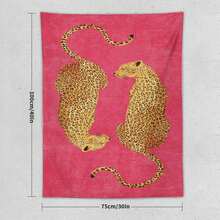 Leopard Retro Pink Background Art Tapestry, Suitable For Living Room Background Wall, Bedroom Headboard, Study Wall, Lighting Up Wall Atmosphere, Perfect Home Decoration Gift - 1PC - 查看 2