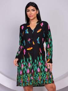Printed  Long-Sleeved Shirt - 黑色 - 查看 5