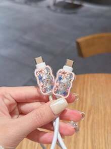 Set de 3 protectores de cable de carga con estampado floral, adecuado para cargador rápido Apple de 20W, estándar del Reino Unido - Multicolor - Ver 4