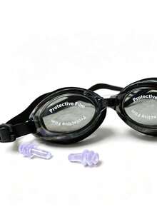 Comfortable High-Quality PC Lens With Double Sealing Ring Elastic Silicone Frame Waterproof Swimming Goggles For Men And Women - 黑色 - 查看 3