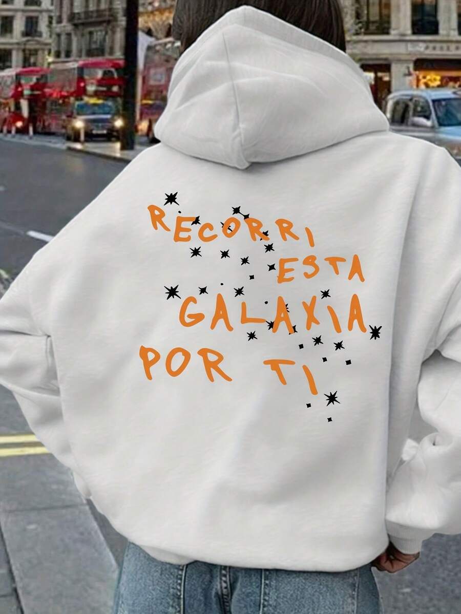 Fun And Casual Printed Hoodie, Effortlessly Creating A Laid-Back And Romantic Look.This Drawstring Hooded Sweatshirt Is Comfortable To Wear And Suitable For Daily Commuting, Casual Outings, And Vacations.It Is An Ideal Choice For Women In The Autumn And Winter Seasons - 白色 - 查看 1