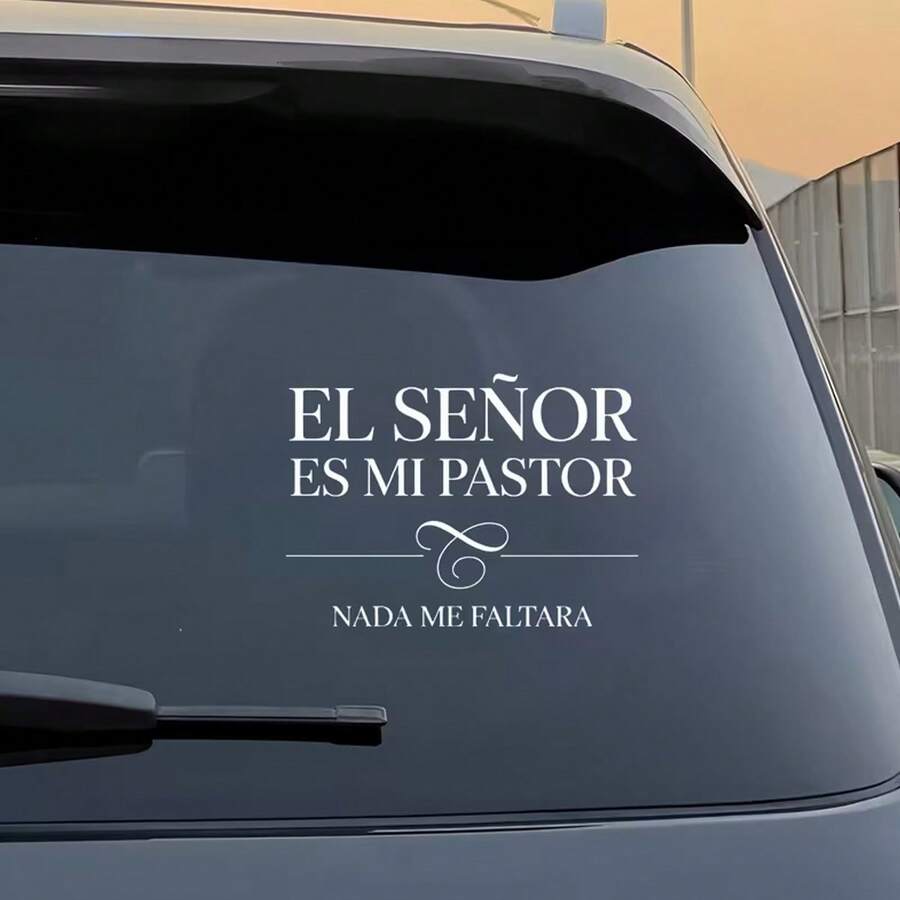 Car Sticker - Spanish Christian Car Sticker - "The Lord Is My Shepherd, I Shall Not Want" Scripture | Easy To Apply, Decorative Religious Window Sticker, Elegant Swirl Design, Car Decal - A - View 1