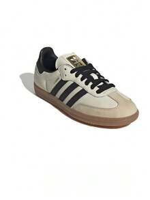 Adidas 三葉草 SAMBA OG 男女經典百搭低筒耐磨休閒鞋板鞋 - 米色/黑色 - 查看 1