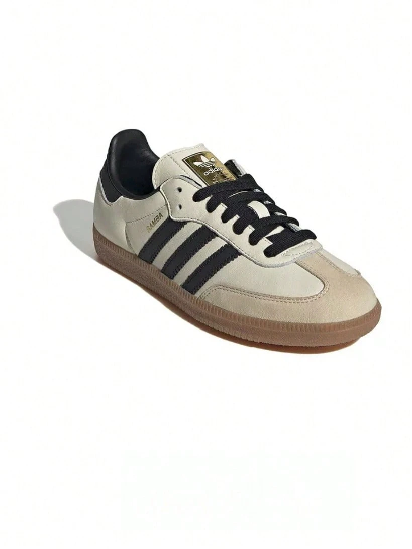 Adidas 三葉草 SAMBA OG 男女經典百搭低筒耐磨休閒鞋板鞋 - 米色/黑色 - 查看 1