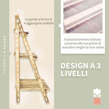Outsunny Portapiante Pieghevole Portavasi in Legno di Abete con 3 Livelli Scaffale da Esterno per Piante Portafiori 100x37x93cm - Marrone Cioccolato - Visualizzare 5