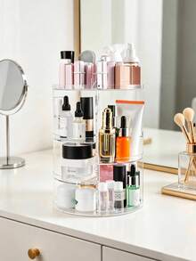 1pc Rotating Storage Rack, Large Capacity Partitioned Storage, Perspective Dust-Proof, Multifunctional Storage. The Rotating Storage Rack Is Suitable For Christmas, School Season, Bedrooms, Bathrooms, Cloakrooms, And All Seasons. - Multicolor - View 4