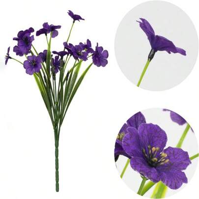 8/1 Bundle Violet Artificial Flowers, Indoor/Outdoor Decor, Fake Flowers, Purple Lifelike Plants, Home Decor, Decorative Fake Flowers, Garden Decor, UV-Resistant Corridor Decor