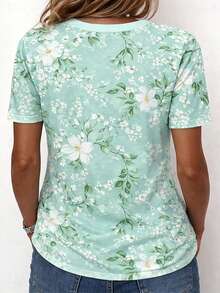 牛奶丝休闲T恤，简约时尚，适合日常穿着 - 綠色 - 查看 2