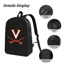 Virginia Cavaliers Logo 1994  Graphic Print Polyester Backpack - Spacious Compartments For School/Travel - A - Xem 5