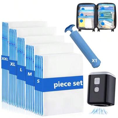 11pcs Vacuum Storage Bags Set [2S+78.74in+67.63oz+2XL+2XXL+1 Manual Pump] Multi-Size Combination, Essential For Travel & Camping, Vacuum Seal Bags, Space Saving Bags For Clothes, Luggage, Carry-On Bags, Backpacks