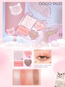GOGO TALES GOGOTALES 4-Color Eyeshadow Palette, Natural Daily Tones, Matte & Shimmer Textures, Blush & Highlighter Suitable For Light Makeup, Orange-Brown, Purple, Smoky Pink, Suitable For Beginners & Everyday Makeup - G04# Orange Cat - View 8