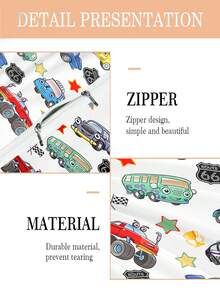 2PCS Kids Cars Duvet Cover Set, Cartoon Lightning Bedding Set For Boys, Soft Microfiber Comforter Cover With Pillowcase, Colorful Car & Star Pattern For Children's Bedroom 76x102cm - Multicolor - View 7