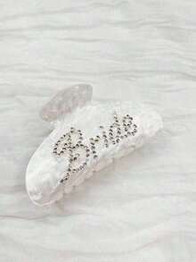 1pc Bridal Claw Hair Clip, White Acrylic Hair Accessory With Rhinestone Bride Symbol |   Bridal Shower Or Wedding Party Decor, Bridesmaid Gift, Bachelorette Party, Wedding, Single Party - 米色 - 查看 7