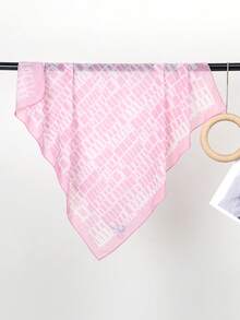 1pc Simple Printed 70cm Square Scarf, New Spring Bandana For Women, Versatile Waist Tie, Headband, Fashion Neckerchief - Pink - View 3