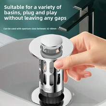 1pc Magnetic Sink Drain Stopper, Face Basin Anti-Clogging Bounce Filter, Bathroom Sink And Bathtub Accessories, Bathroom Sink Drain - Silver - View 2