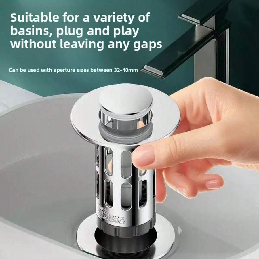 1pc Magnetic Sink Drain Stopper, Face Basin Anti-Clogging Bounce Filter, Bathroom Sink And Bathtub Accessories, Bathroom Sink Drain