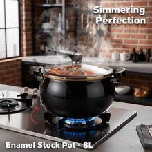 Large Capacity Gallon Enameled Cast Iron| Non-Stick Pan-Handle Cover. Home. Kitchen. Outdoors. Commercial Pot Cooking Tools (Various Stoves. Stew. Cook. Stew. Soup. Steam. Stir-Fry. Fried) Iron Pan - View 7