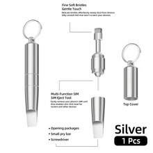 Móc khóa đa năng 3 trong 1, dụng cụ mở gói hàng, bàn chải vệ sinh, dụng cụ tháo SIM cho điện thoại và tai nghe. - 3 trong 1 - Xem 12