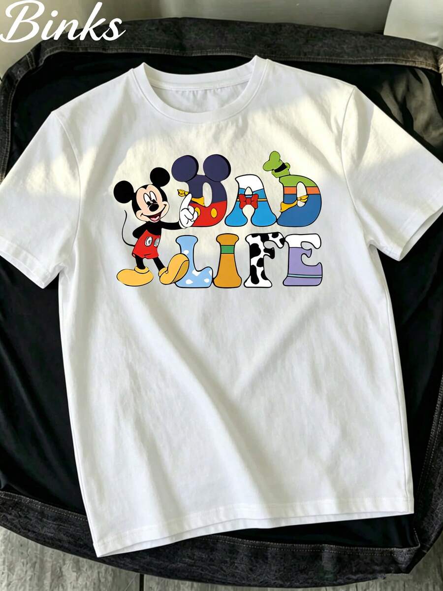 Disney Dad Life T-Shirt, Mickey Mouse & Friends Inspired Dad Tee, Funny Father's Day Gift For Disney Dads - 白色 - 查看 1
