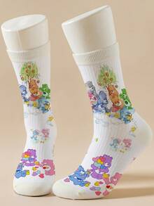 CARE BEARS 1双爱心熊女士个性化袜子，360度数码印花，图案包括：快乐熊、许愿熊、爱心熊、天使熊、生气熊，时尚简约，适合日常穿着及毕业/生日礼物。 - 彩色 - 查看 5