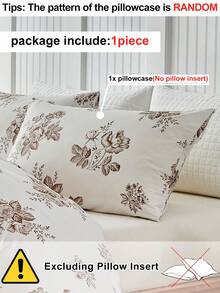 1 pieza Funda de almohada de poliéster con estampado floral en color marrón claro, decorativa y rústica minimalista, adecuada para sofá, sala de estar, todo el año, lavable a máquina, sin relleno incluido - Multicolor - Ver 4