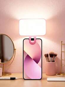 Baijun XU 1 個 LED 自拍燈，3 種照明模式，亮度可調，USB 充電，便攜式夾式設計，多種顏色可選，適用於手機攝影照明、筆記型電腦、平板電腦、會議和化妝照明 - 玫紅色 - 查看 8
