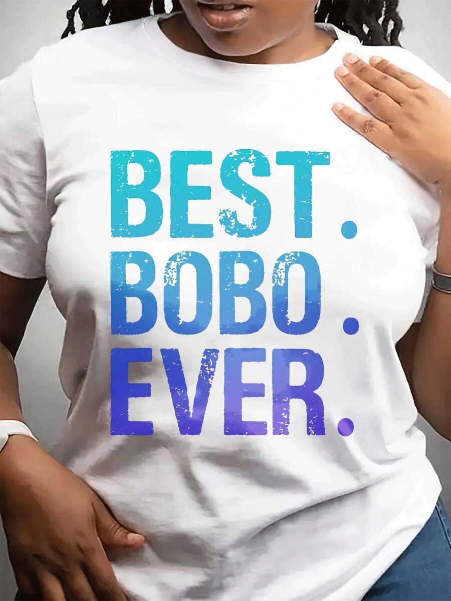 Camiseta casual de cuello redondo de la moda del día de la madre corto Sve Top para el uso diario y Spor, con Prin para amigos y familia