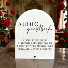 [Audio Message Guestbook] Art Deco White Wedding Audio Guestbook Phone | Record Messages For Weddings, Bridal Showers, Baby Showers, Birthdays, Anniversaries - View 3