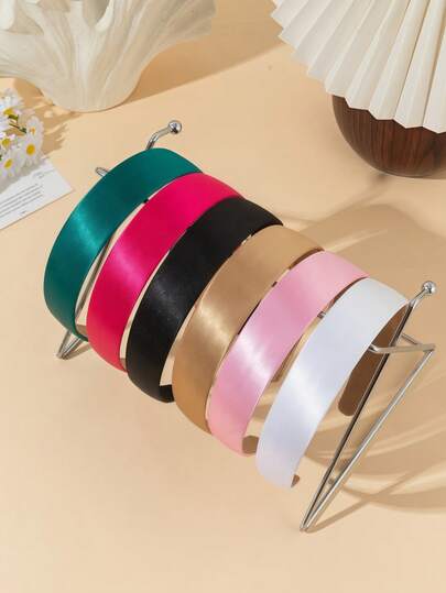 Minimalist Satin Wide Headband, Elegant Versatile Non-Slip Headwrap, Daily Wear Hair Accessory For Washing Face & Commuting