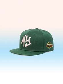 1 chiếc mũ lưỡi trai vành phẳng thêu logo New York, có thể điều chỉnh, thích hợp cho mùa xuân, mùa thu, du lịch, bãi biển, kỳ nghỉ, dành cho nam giới, phong cách Y2K. - Mái hiên bằng phẳng kiểu Trái đất ở New York - Xem 6