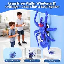Wall Climbing Spider Remote Control Toy, RC Creepy Crawly Spider With LED Red Eyes, Climbs Walls & Ceilings, Fast Moving Prank Toy For Kids 3+, Indoor Halloween Christmas Birthday Gift (Purple) - Black - View 5