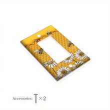 1pc Bee & Flower Light Switch Cover Plate - Decorative Wall Outlet Cover With Daisy Pattern, Suitable For Farmhouse Bathroom, Living Room Or Kitchen Decor (1Gang/2Gang), Bee Bathroom Decor - A - View 11
