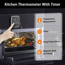 Termómetro de alimentos con pantalla LCD, medidor de temperatura para cocina, horno, hornear y parrilla (Batería no incluida) - M - Ver 8
