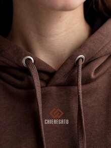 CHIEREGATO OUTLET Women's Hooded Sweatshirt, Casual Winter Sweatshirt, Kangaroo Style Hoodie, Premium Streetwear - 鏽棕色 - 查看 3