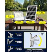 ENGREPO Luces Solares para Exteriores 3000lúmenes 10000mAh IP65 Impermeable Lámpara Solar LED con Control Remoto y Encendido Automático Ideal para Jardín Garaje y - Gris Industrial - Ver 5