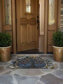 1pc Life Tree Pattern Welcome Mat - Washable, Non-Slip, Silicone Backed, Suitable For Porch/Living Room/Bedroom/Bathroom/Office And Outdoor Decor - Tree Of Life - View 2