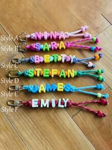Personalized Name Keychain, Paracord Backpack Tag, Lucky Knot Charm - Multicolor - View 3