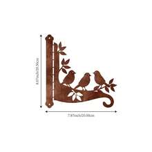 1pc Metal Rust Effect Bird & Floral Pattern Outdoor Wall Hanging Rack, Suitable For Porch, Bird Feeder, Lantern, Wind Chime Etc, Sturdy Iron Structure Hook - A - View 16