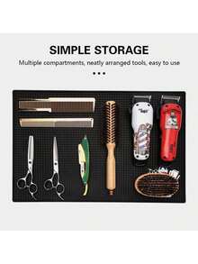 Soft Silicone Non-Slip Hairdressing Tool Mat, Professional Hair Cutting Scissors & Comb Anti-Slip Pad, Hairdressing Accessory Storage Mat - Multicolor - View 4