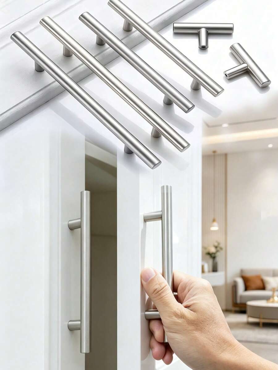 4pcs Stainless Steel Cabinet Drawer Pulls, Kitchen Handles, Bathroom Vanity Door Knobs, Metal Furniture Pulls - Multicolor - View 1